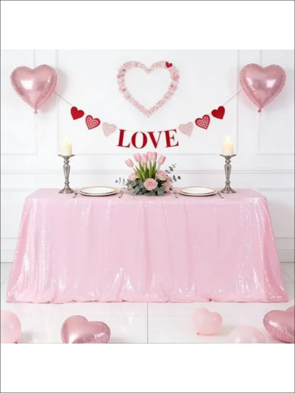 Sequin Tablecloth 60x102 Rectangular for Wedding Reception Party